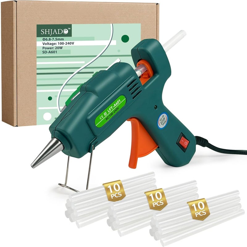 SUJADE Hot Glue Gun with 30 Glue Sticks, Fast Preheating Hot Melt Gun, Mini Glue Gun Kit for Kids DIY School Craft Projects and Quick Home Repairs, 20W Green - Image 1